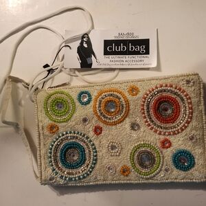 Boho Crossbody Club Bag Bamboo Trading Co. NEW Retro Sequins & Beads Lin…
